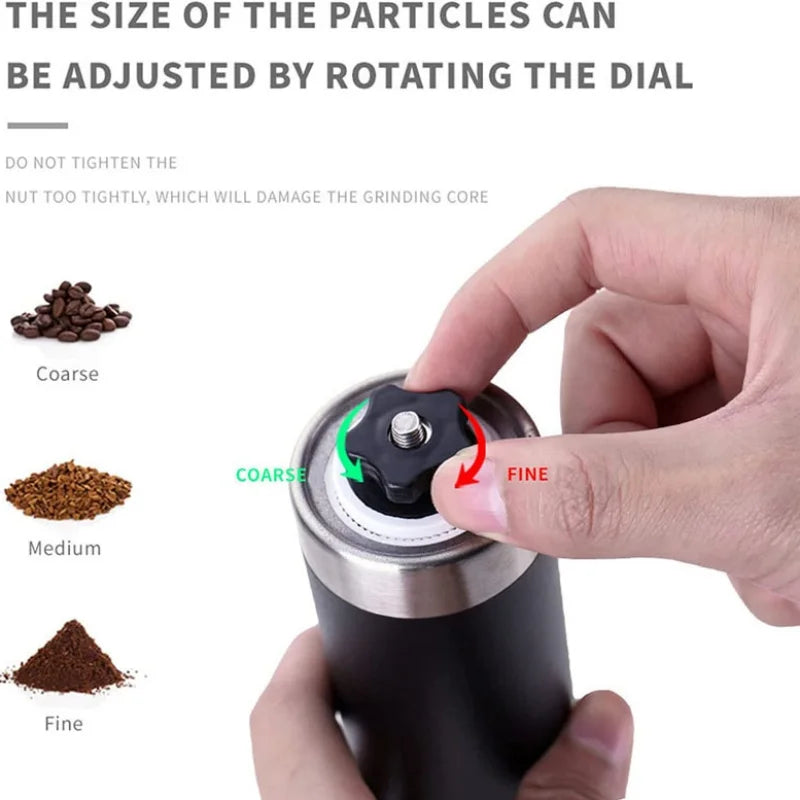 Tanooki Beans coffee grinder and adjustable dial for custom grind sizes